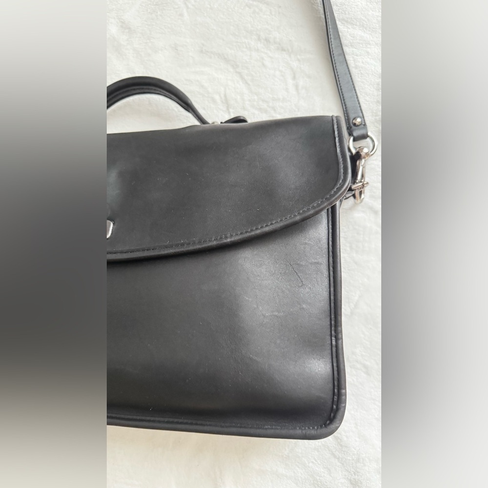 COACH Vintage Lexington Black Smooth Leather Briefcase Crossbody Bag - Picture 11 of 16